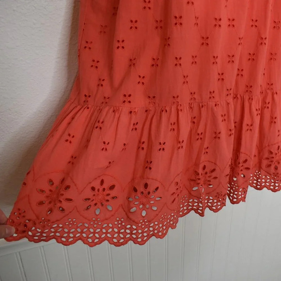 Ann Taylor Loft Babydoll Summer Dress Sz 4 Eyelet Tiered Cotton Cottagecore Boho - Picture 6 of 16